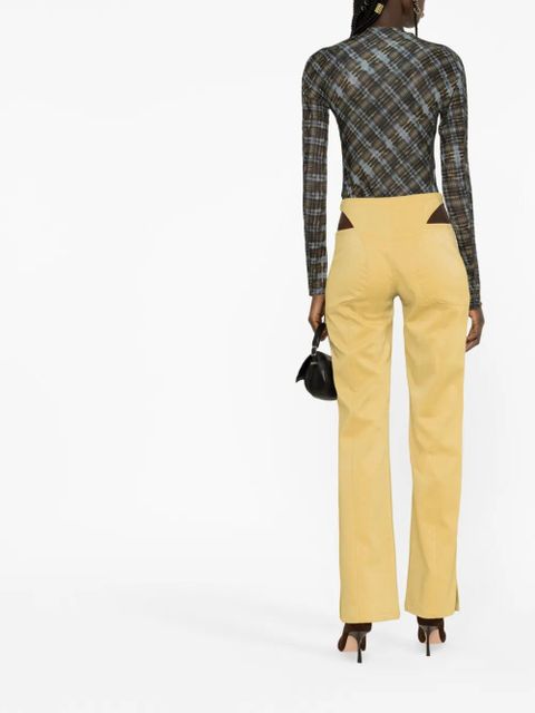MISBHV vegan leather cut-out trousers - Yellow