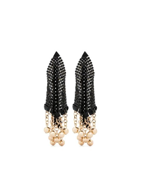 Rabanne draped chainmail drop earrings - Black - zdjęcie produktu nr 1