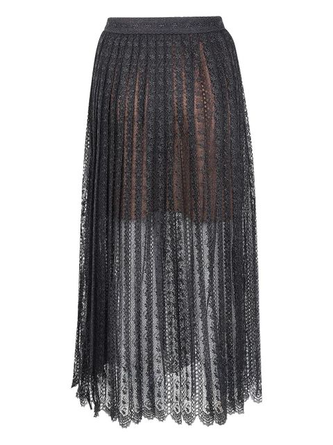 Self-Portrait lace pleated midi skirt - Black