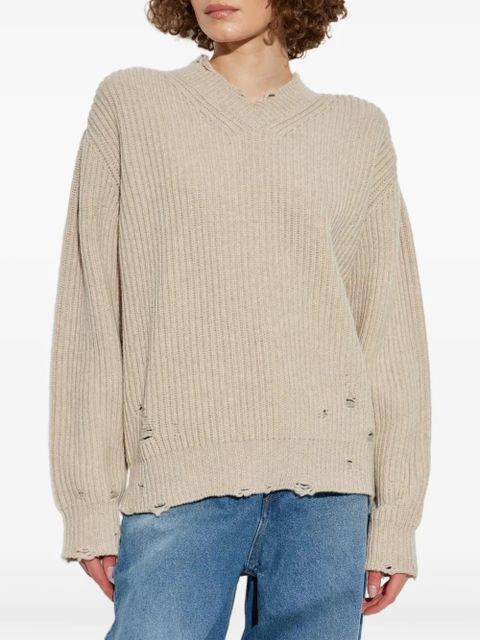 MM6 Maison Margiela distressed ribbed sweater - Neutrals - zdjęcie produktu nr 2