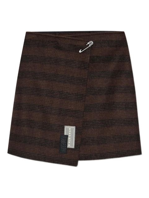 MM6 Maison Margiela asymmetric striped miniskirt - Brown - zdjęcie produktu nr 1