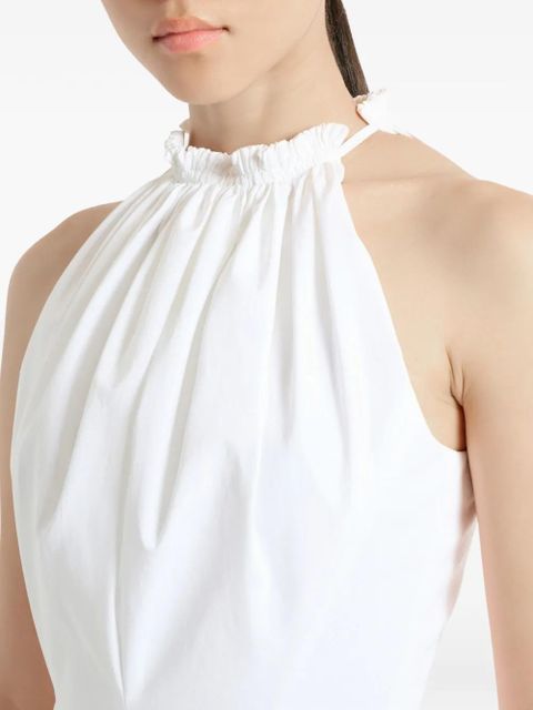 Balmain flared cotton poplin dress - White