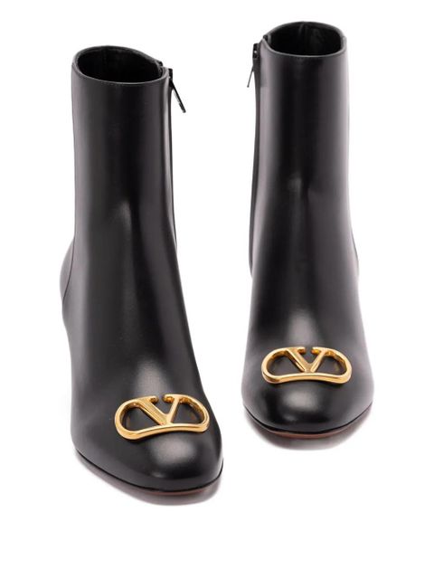 Valentino Garavani 60mm logo-plaque leather boots - Black