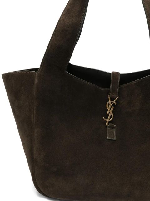 Saint Laurent Le 5 à 7 Bea suede logo-plaque tote bag - Brown