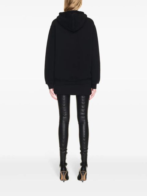 Off-White lace logo appliqué cotton hoodie - Black