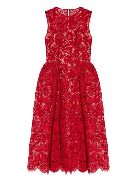 Self-Portrait lace-overlay dress - Red - zdjęcie produktu nr 1