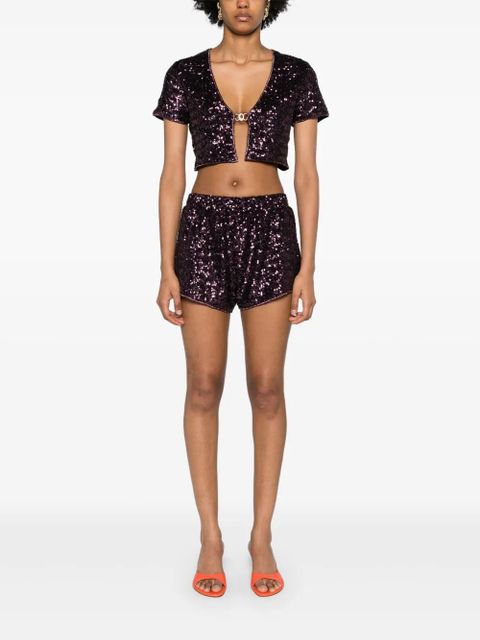 Oséree sequinned cropped cardigan - Purple - zdjęcie produktu nr 2