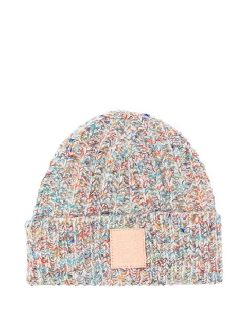 LOEWE ribbed logo-patch beanie - White - zdjęcie produktu nr 1