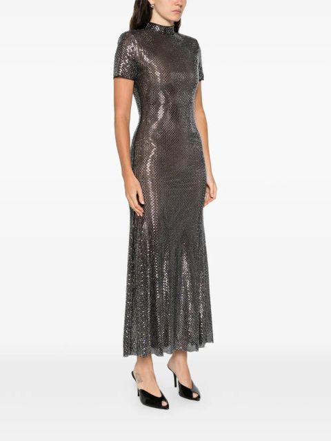 Self-Portrait embellished short-sleeve midi dress - Black