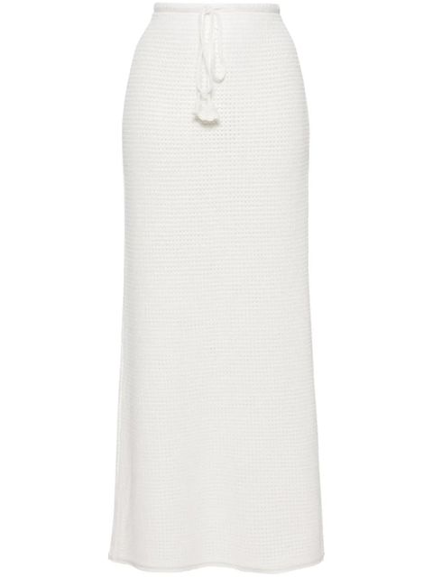 Self-Portrait sequinned pointelle-knit maxi skirt - White - zdjęcie produktu nr 1