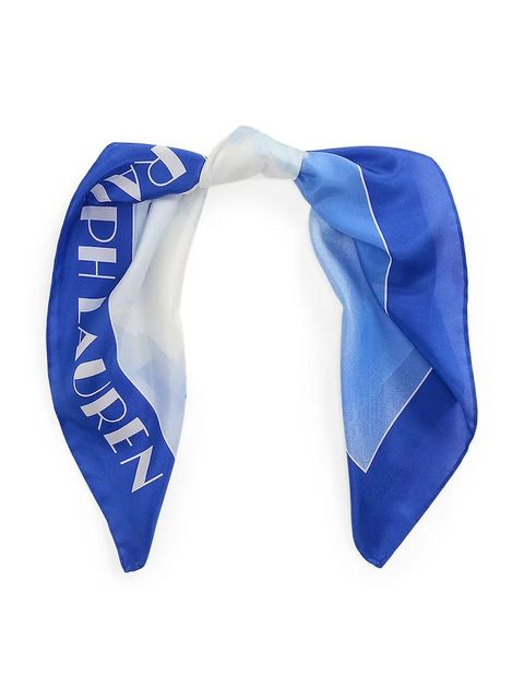 Lauren Ralph Lauren apaszka jedwabna damska kolor niebieski wzorzysta 454980724 - zdjęcie produktu nr 2