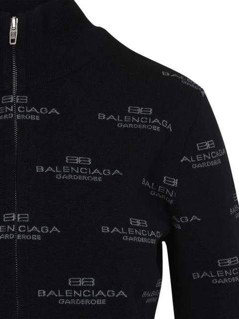 Balenciaga logo-jacquard cardigan - Black