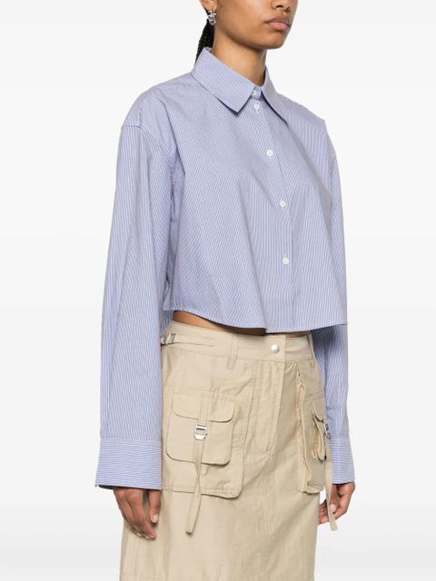 Acne Studios striped cropped cotton shirt - Blue