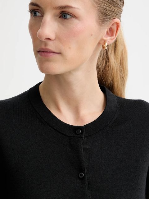 Calvin Klein kardigan wełniany damski kolor czarny lekki LV044D323G