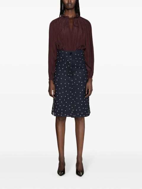 Lanvin ruffle-detailed flared blouse - Brown - zdjęcie produktu nr 2