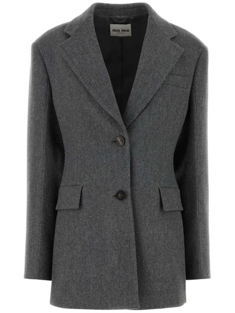 Miu Miu embossed-logo detailing blazer - Grey - zdjęcie produktu nr 1