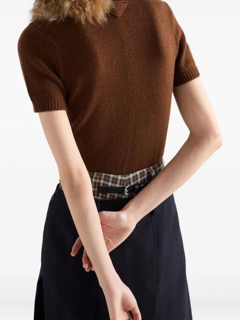Prada ribbed short sleeve sweater - Brown