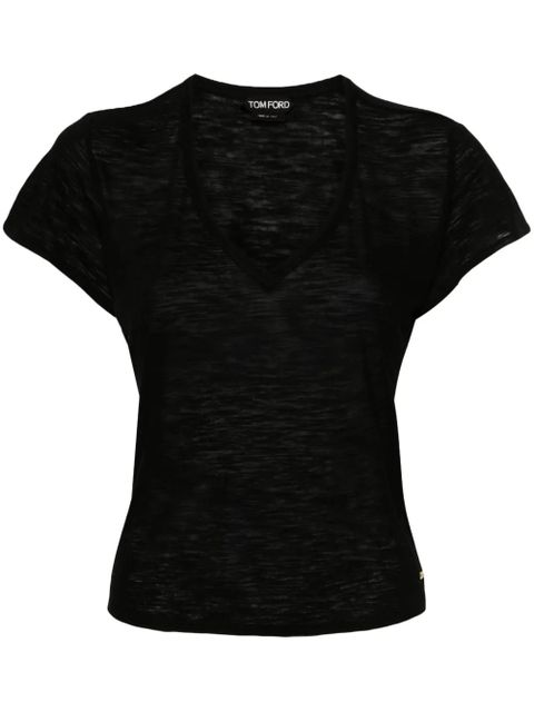 TOM FORD semi-sheer mélange T-shirt - Black - zdjęcie produktu nr 1