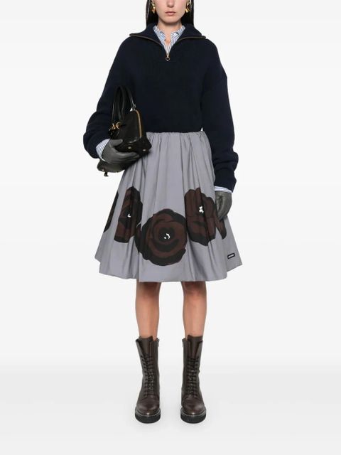 Miu Miu floral-print poplin mini skirt - Grey