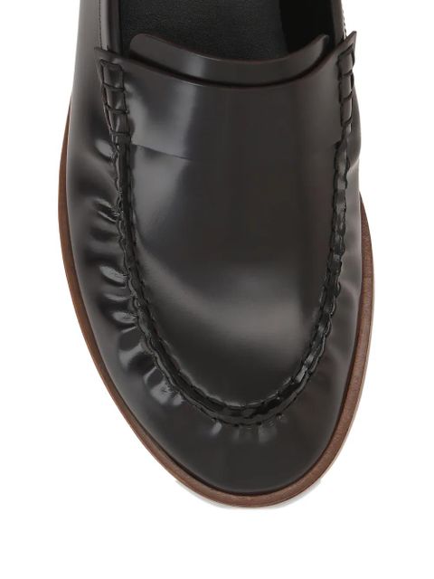 The Row ruched-detail leather loafers - Brown