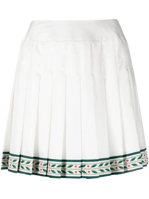 Casablanca Laurel pleated silk miniskirt - White - zdjęcie produktu nr 1