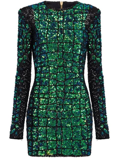 Balmain sequin-embellished mini dress - Green - zdjęcie produktu nr 1
