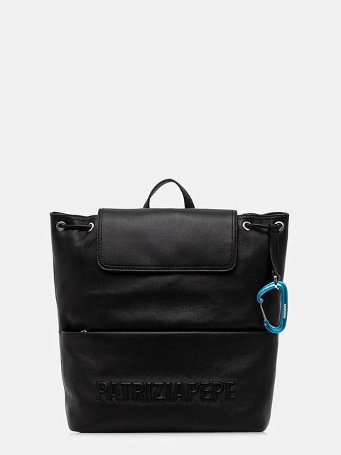 Patrizia Pepe plecak skórzany damski kolor czarny mały gładki 2B0141 L113 - zdjęcie produktu nr 1