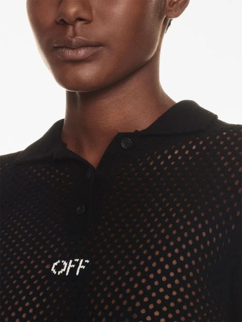 Off-White Netted maxi polo dress - Black