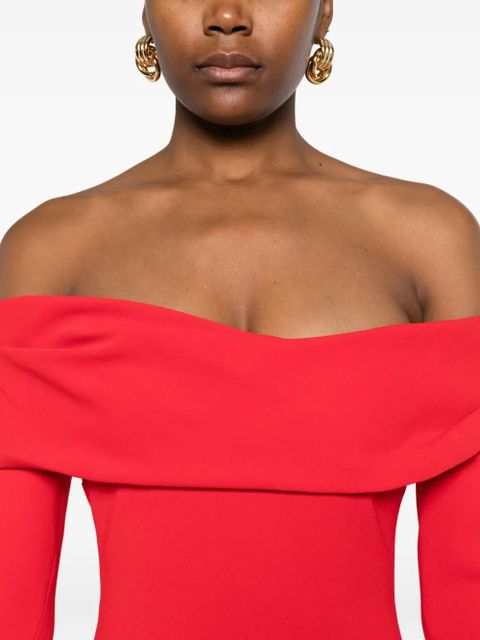 Solace London Yuni off-shoulder midi dress - Red
