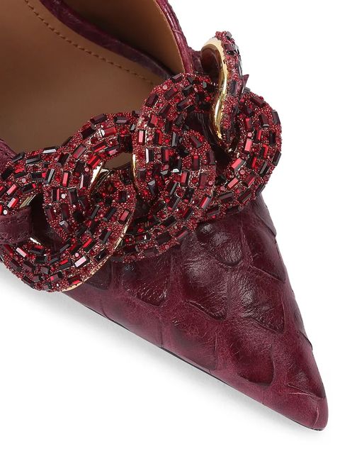 Kurt Geiger London szpilki skórzane Crystal Chain Slingback kolor czerwony 4986554719