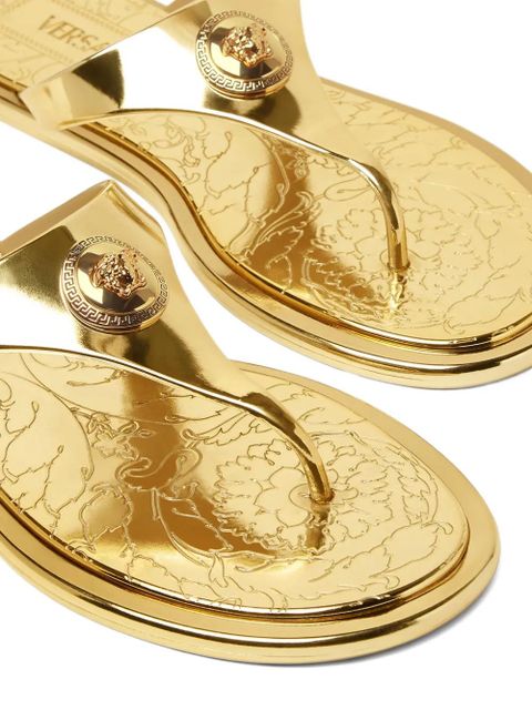 Versace Alia metallic flat sandals - Gold