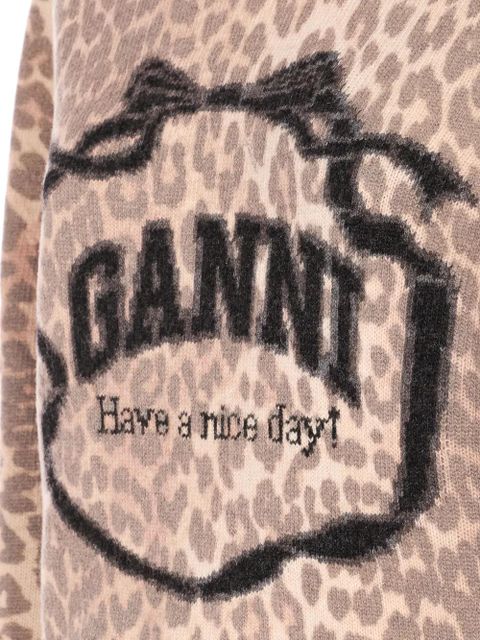 GANNI leopard-patterned top - Neutrals