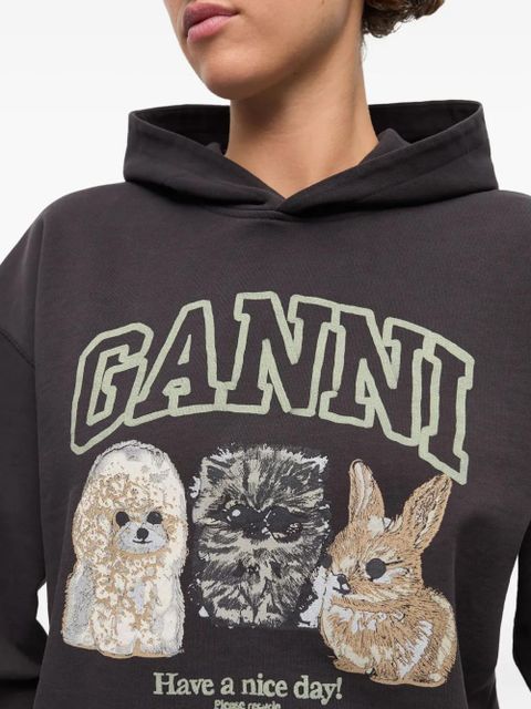GANNI logo-print hoodie - Black