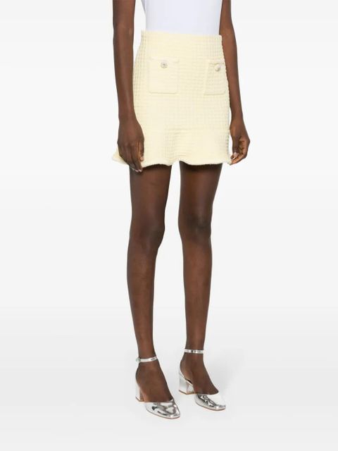 Self-Portrait sequin-embellished peplum skirt - Yellow