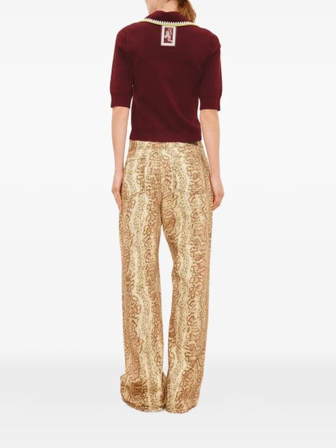 ALEMAIS Jasper crochet-trim polo top - Brown