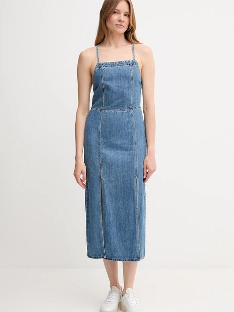 Pepe Jeans sukienka jeansowa kolor niebieski maxi rozkloszowana PL953767 - zdjęcie produktu nr 1