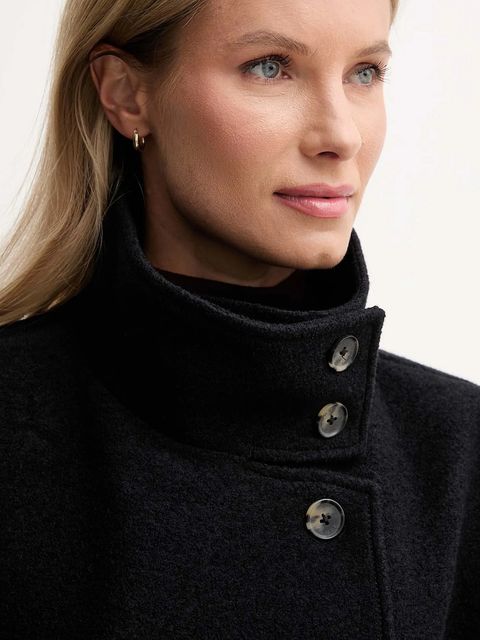 Tommy Hilfiger płaszcz z dodatkiem wełny kolor czarny WW0WW47372