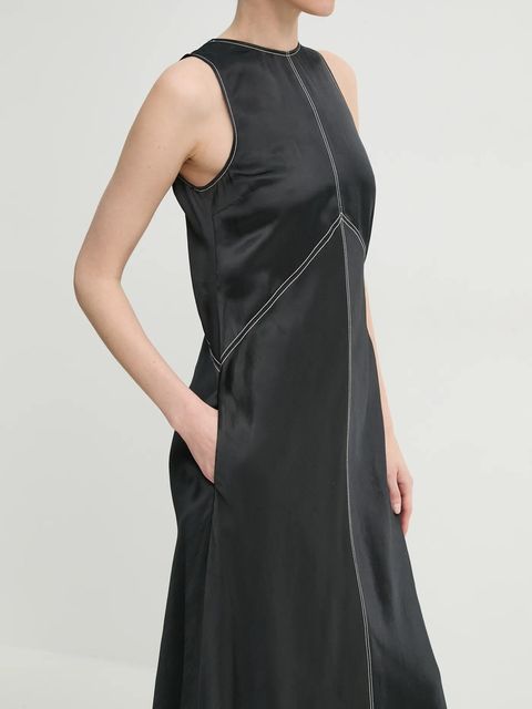 Day Birger et Mikkelsen sukienka z domieszką lnu Aurora kolor czarny maxi rozkloszowana DAY65243650