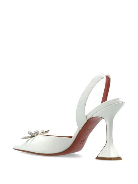 Amina Muaddi Rosie crystal bow sling pumps - White