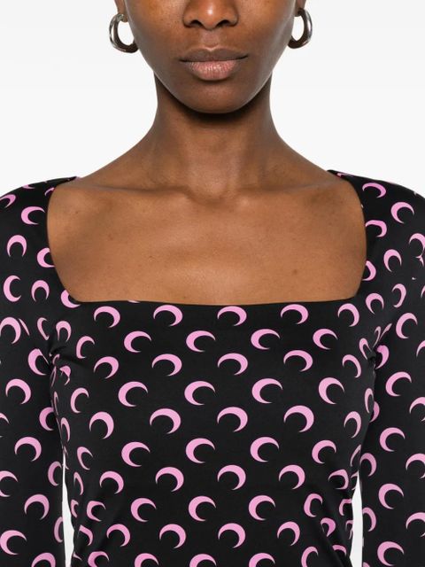 Marine Serre long-sleeved patterned top - Black