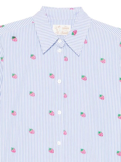 MC2 Saint Barth strawberry-embroidered striped shirt - Blue