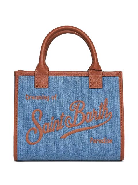 MC2 Saint Barth midi Vanity logo-embroidered denim tote bag - Blue - zdjęcie produktu nr 1