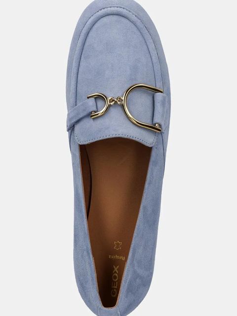 Geox mokasyny zamszowe D PALMARIA damskie kolor niebieski na płaskim obcasie D45MUJ 00021 C4003