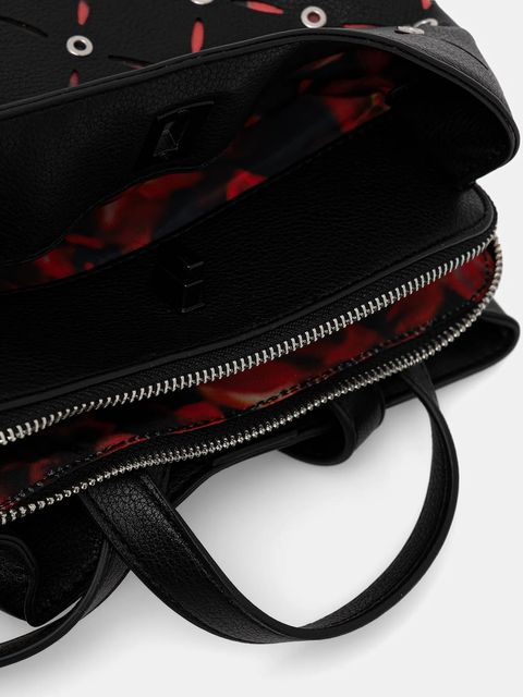 Desigual plecak YANKEE METAL PATCH S damski kolor czarny mały z aplikacją 25WAKP15