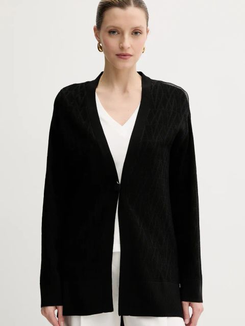 Armani Exchange kardigan damski kolor czarny lekki XW000579 AF12875
