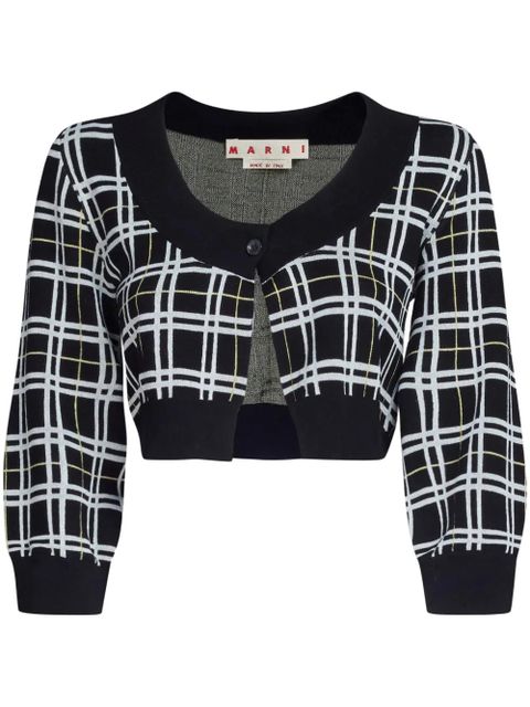 Marni checked cropped cardigan - Black - zdjęcie produktu nr 1