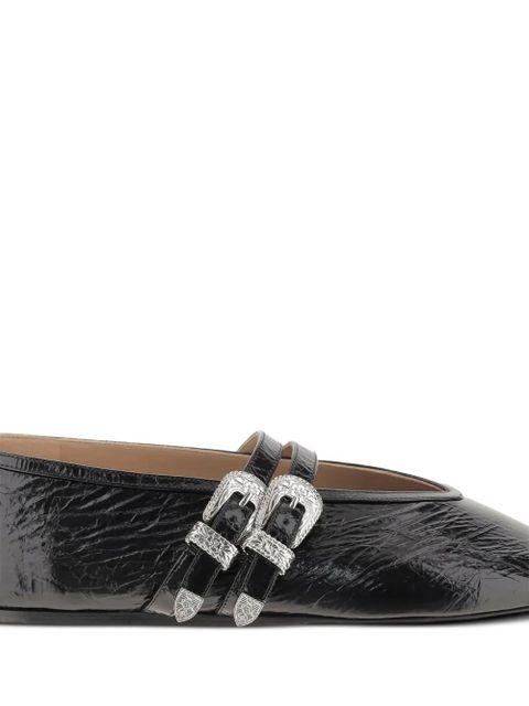 Le Monde Beryl buckle-detail leather flats - Black