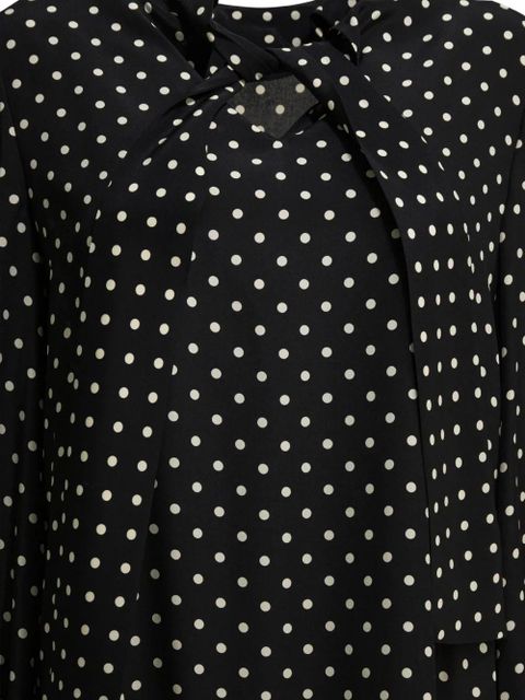 Valentino Garavani polka-dot pussy-bow mini dress - Black