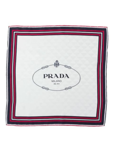 Prada logo-jacquard twill scarf - Neutrals - zdjęcie produktu nr 1