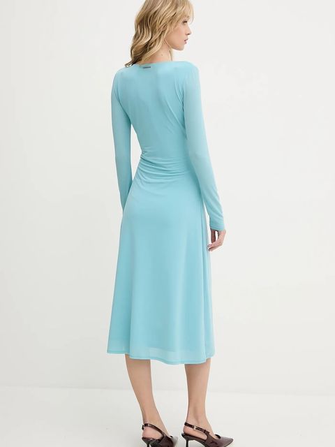 Karl Lagerfeld sukienka kolor turkusowy midi prosta A3W13042